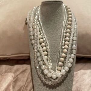 Loft Multi Strand Necklace White beaded 7 strands 
Toggle closure 17-20”